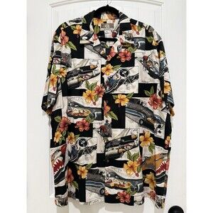 Kalaheo WWII US Fighter Plane Bomber Shirt Hawaiian Aloha Mens Rockabilly Sz XL
